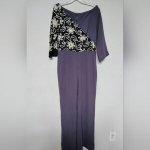 NWT CODE Women's Gray/Black/White Asymmetrical Design Elegant Jumpsuit Size L